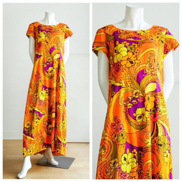 Liberty House of HAwaii Dresses & Skirts - Vintage Floral Barkcloth Hawaiian Maxi Dress